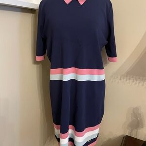 Ted Baker Navy and Pink Striped Dress